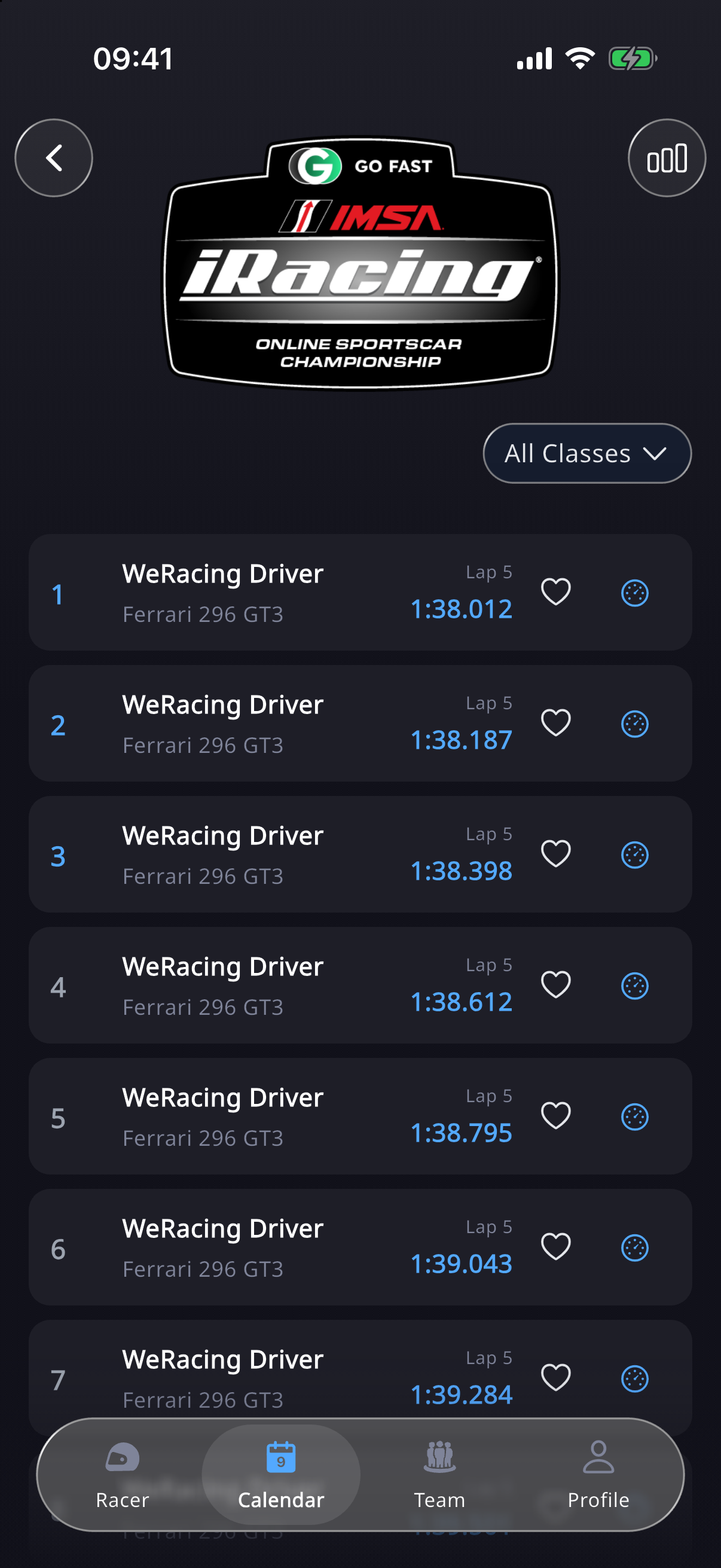 WeRacing 手机端展示某一轮遥测的界面。